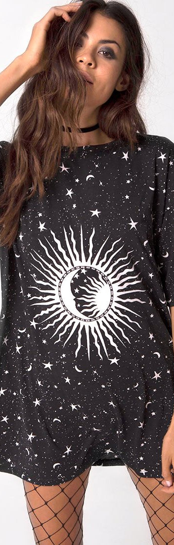 Sunny Kiss Oversize Tee in Black Cosmic Conspiracy main image 0