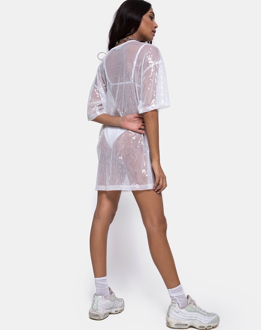 White mesh t store shirt dress