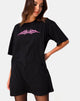 Image of Sunny Kiss Oversize Tee in Black with Pink Tribal
