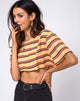 Image of Super Cropped Tee in 70s Mustard Horizontal Stripe