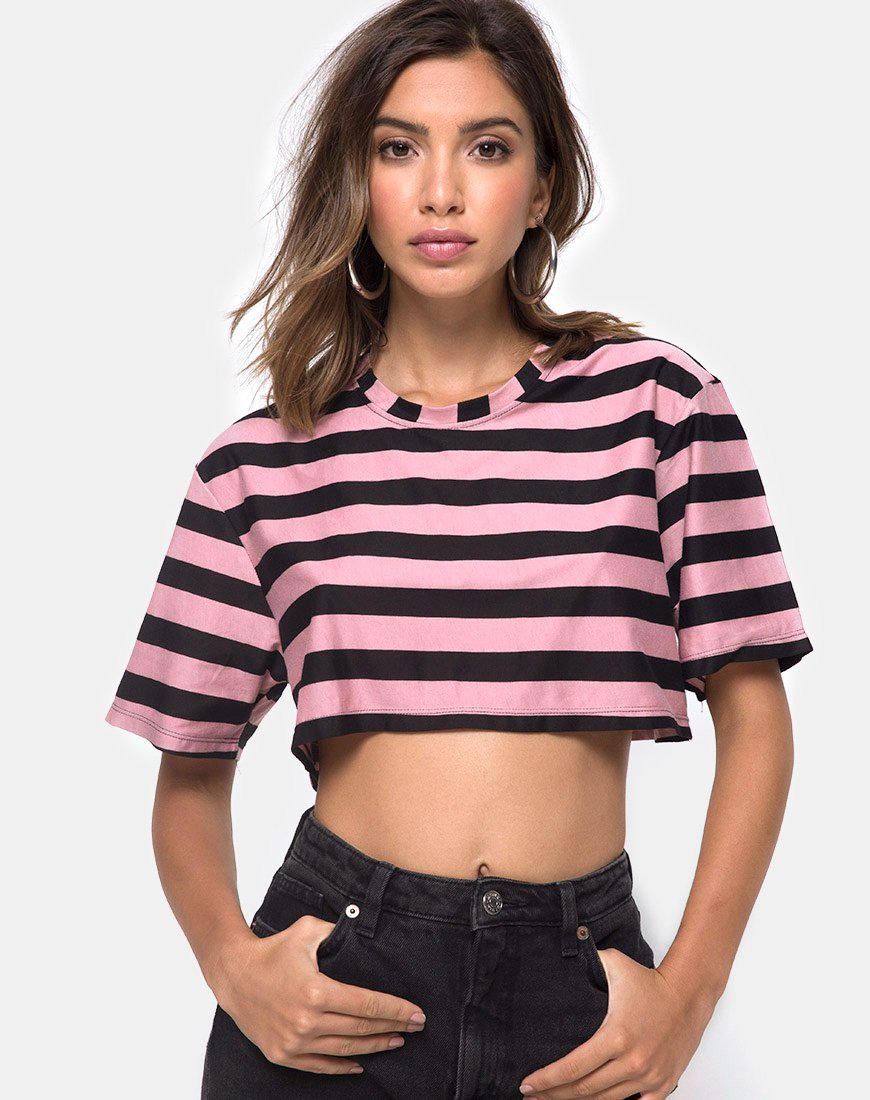 Super Cropped Tee in Campbell Stripe