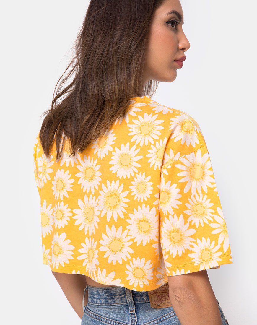 Image of Super Crop Tee in Sunkissed Floral Yellow