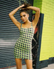 Image of Farzi Bodycon Dress in Green and Purple Check