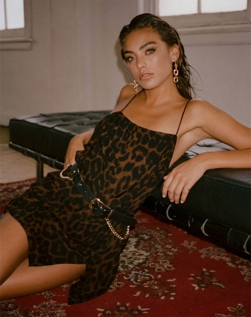 Image of Datista Slip Dress in Oversize Jaguar Brown
