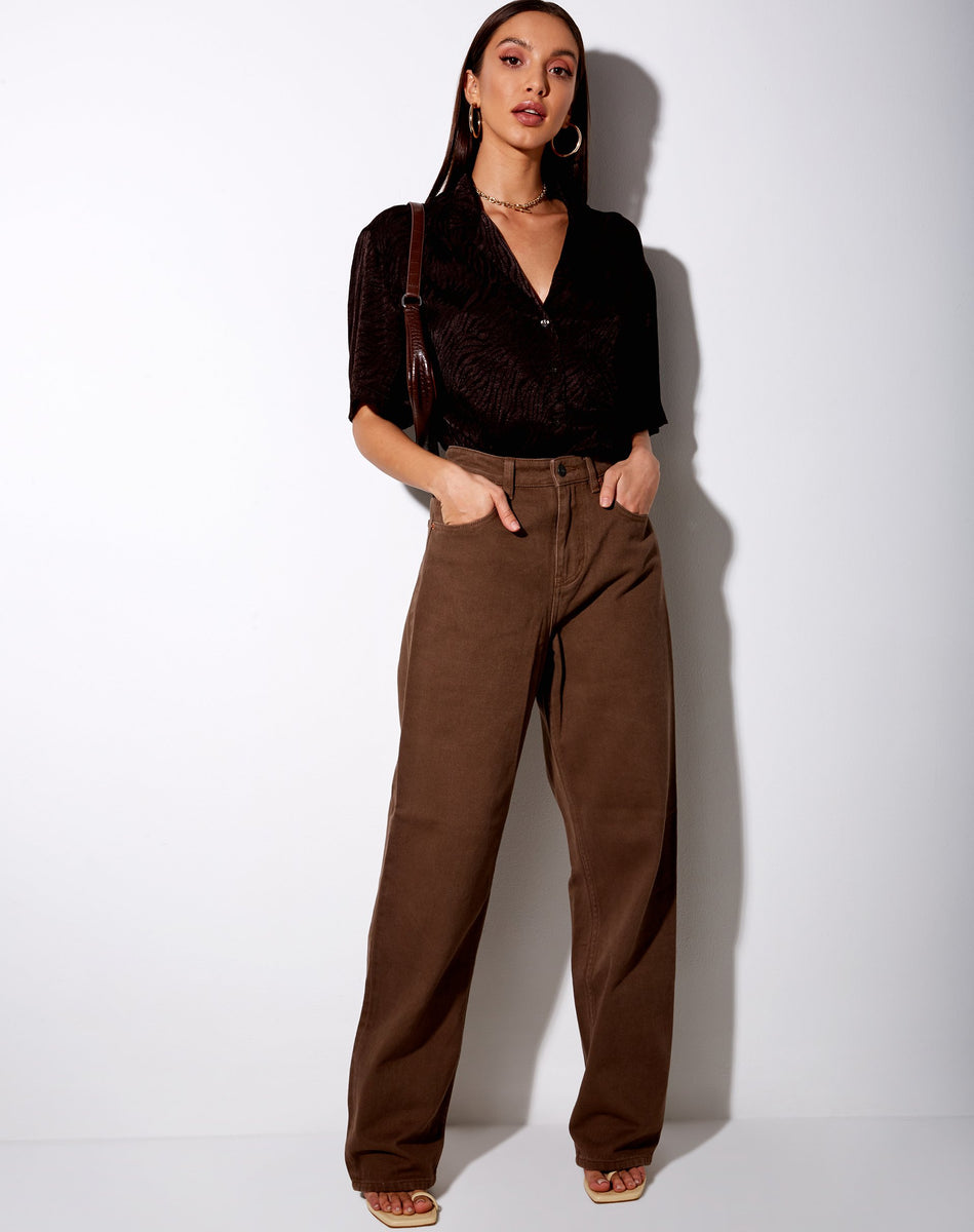 Brown Oversized Shirt | Taelsa – motelrocks-com-us