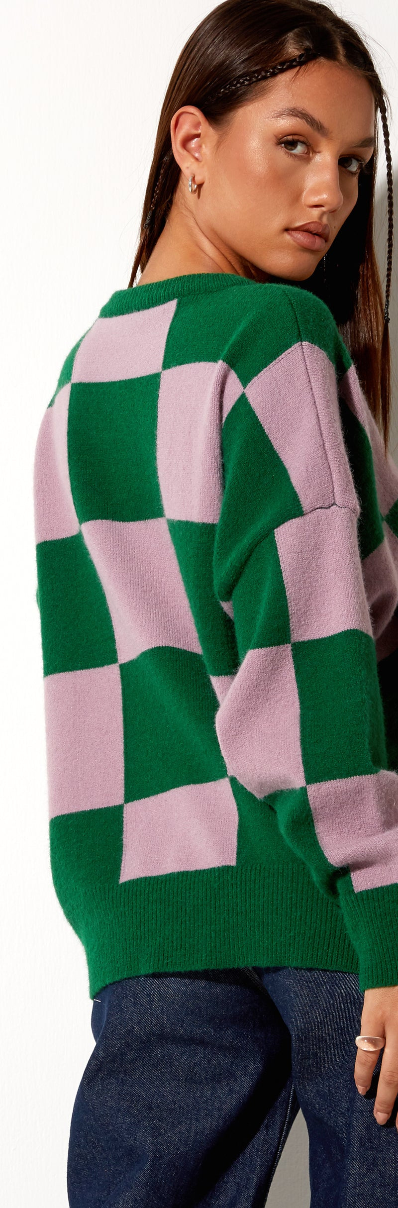 Smart Hot Pink Stripes Print Green Sweatshirt