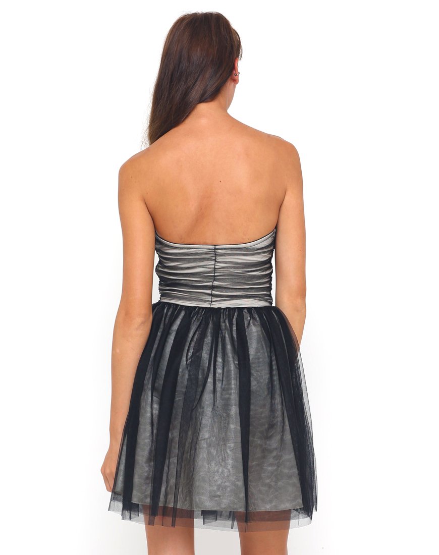 Image of Motel Teardrop Prom Dress in Black and Nude Mesh