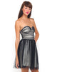 Image of Motel Teardrop Prom Dress in Black and Nude Mesh