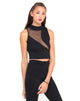 Image of Motel Tempo Mesh Panel Crop Top in Black