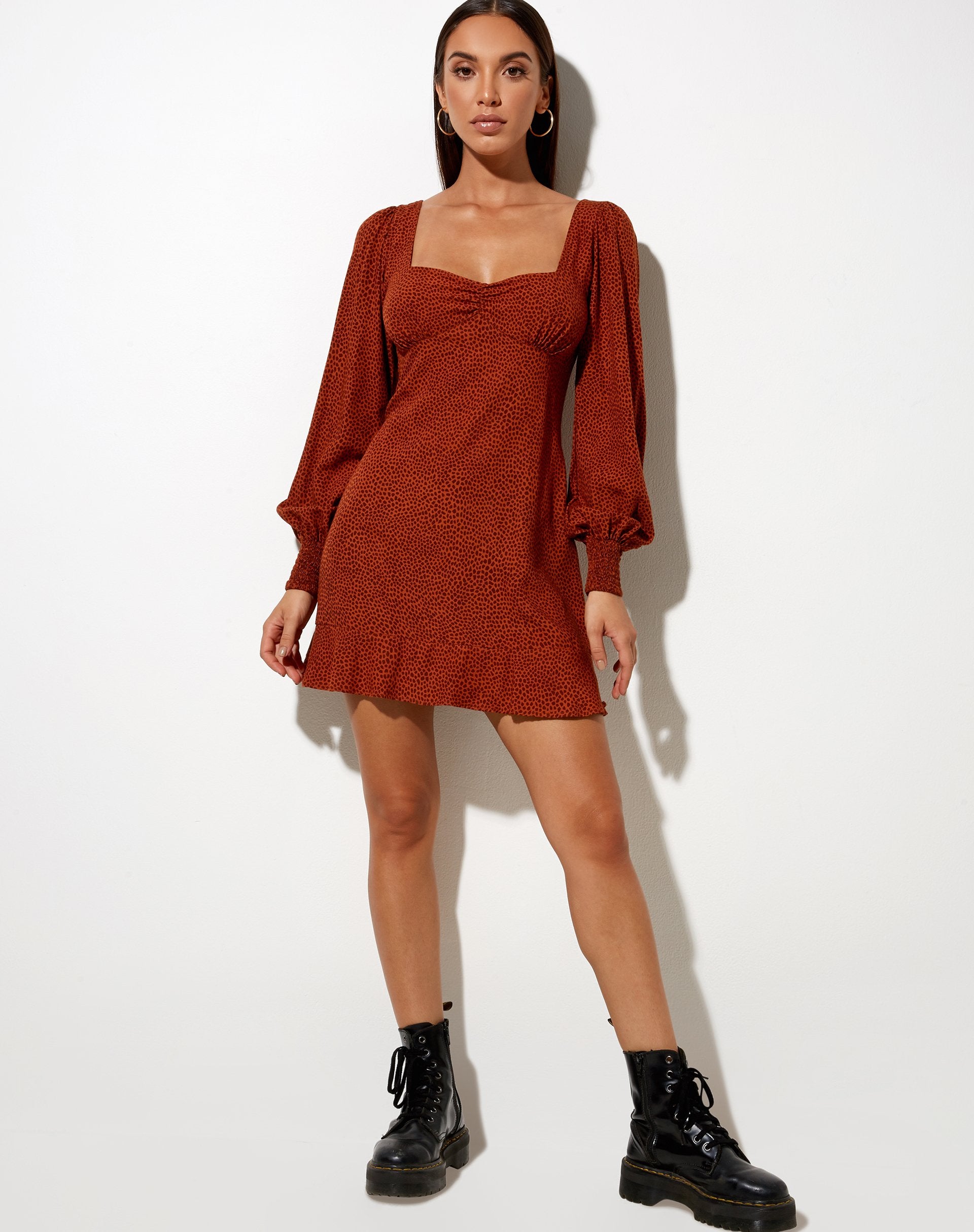 Image of Tielo Mini Dress in Mini Croc Brown