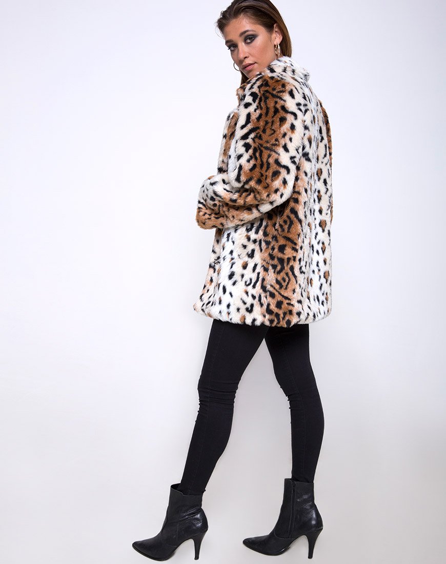 Image of Tina Coat in Leopard Faux Fur