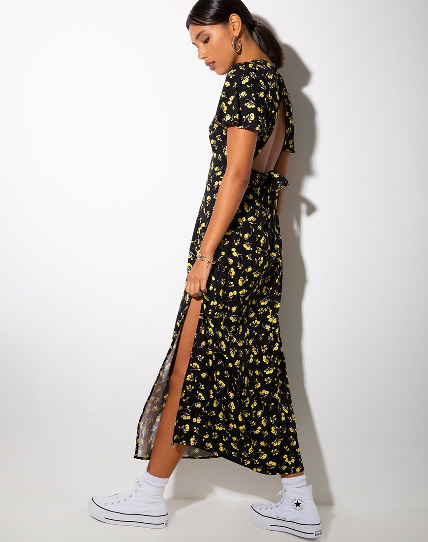 Image of Tinata Maxi Dress in Buttercup Black and Yellow