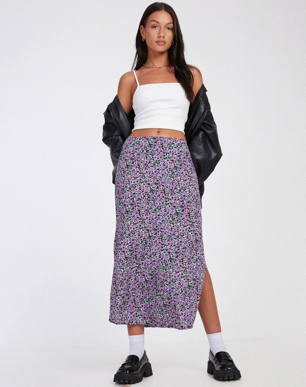 Tindra Midi Skirt in Lilac Blossom