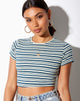 Image of Tindy Crop Top in Dark Green Light Green and White