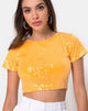 Image of Tindy Crop Top in Tangerine with Clear Sequin