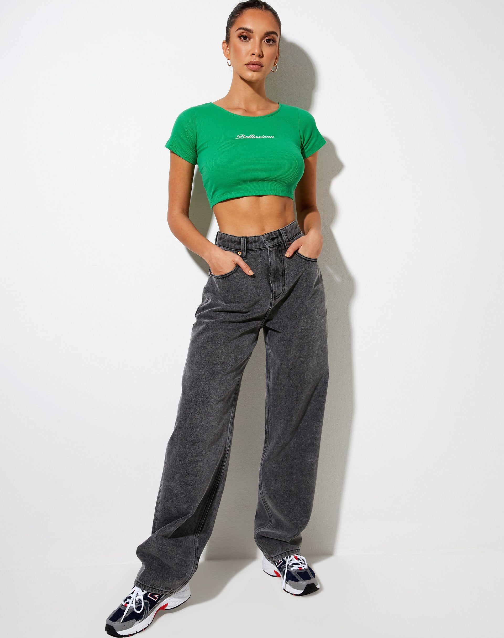 Image of Tindy Crop Top in Rib Fun Green Bellissimo