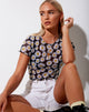 Image of Tiney Crop Tee in Daisy Love Black