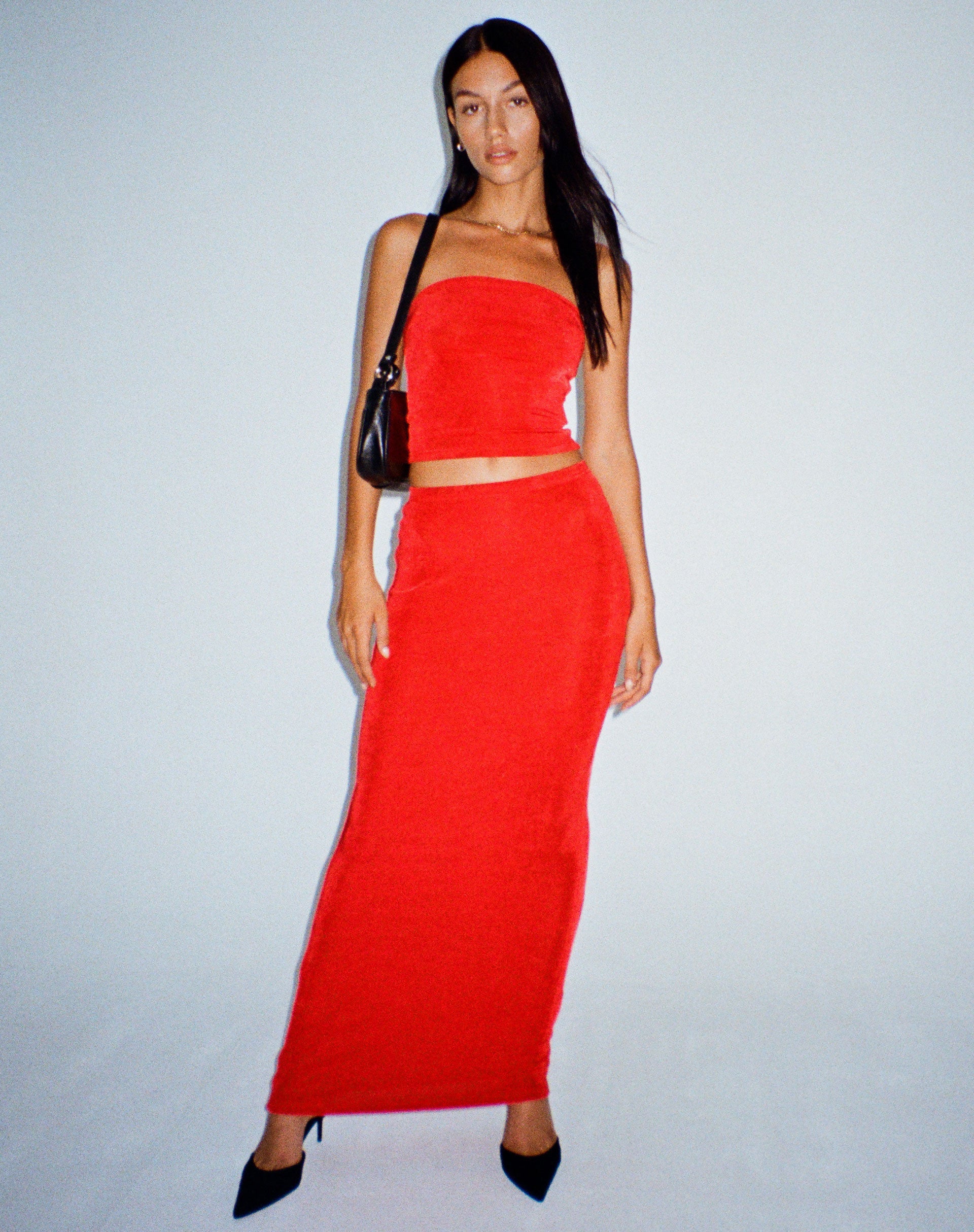Red maxi skirt set Clearance