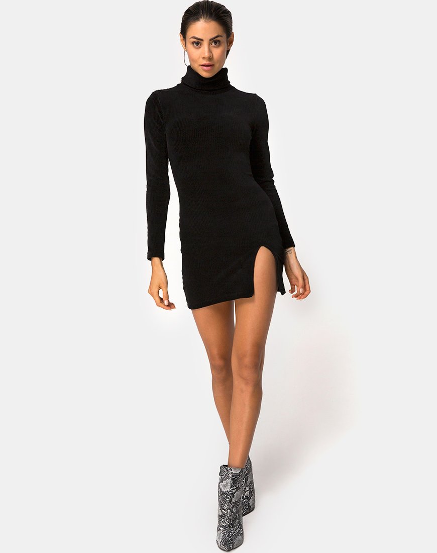 Tor Dress in Velvet Rib Black – motelrocks-com-us