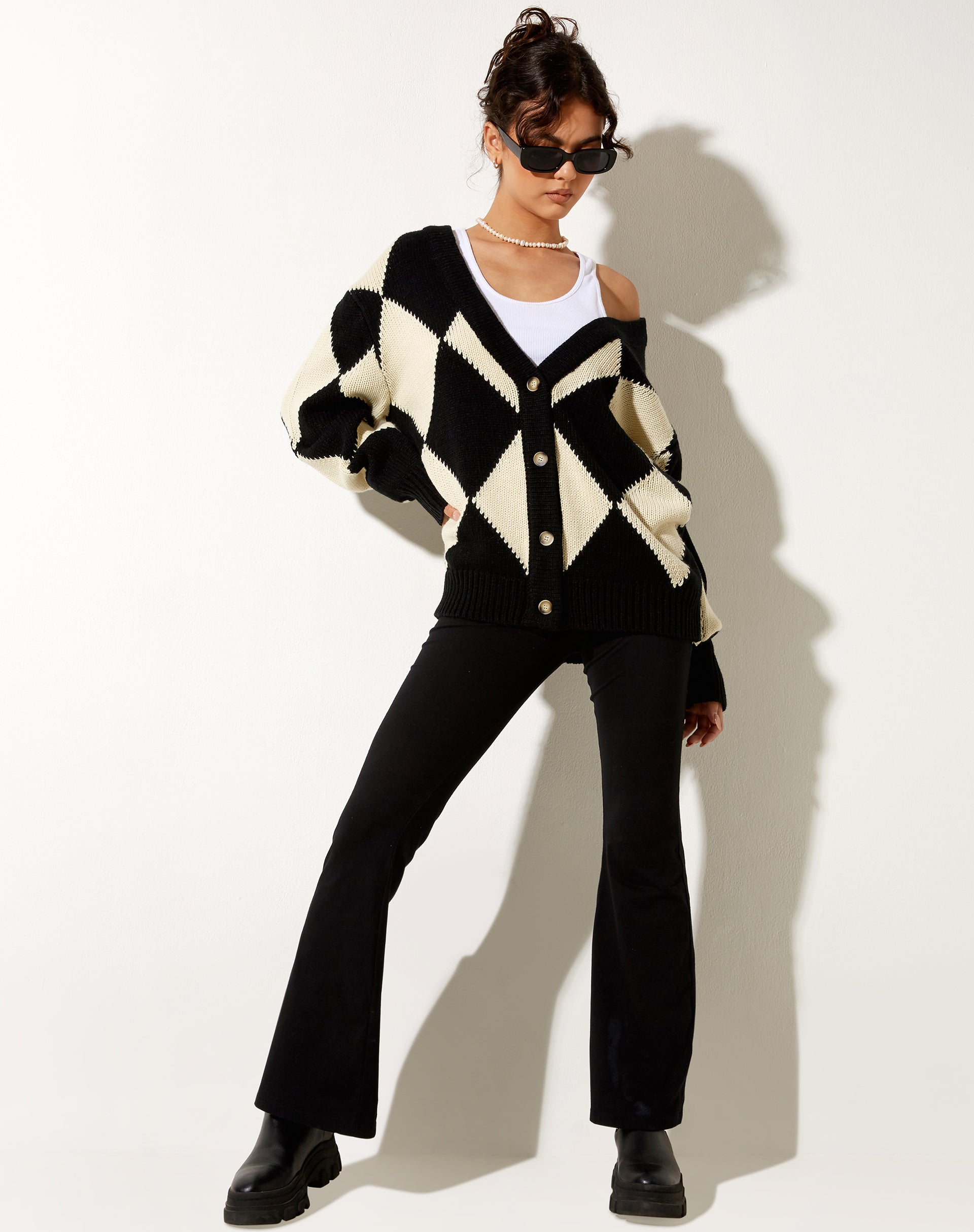 Image of Uriela Cardi in Harlequin Black and Off White