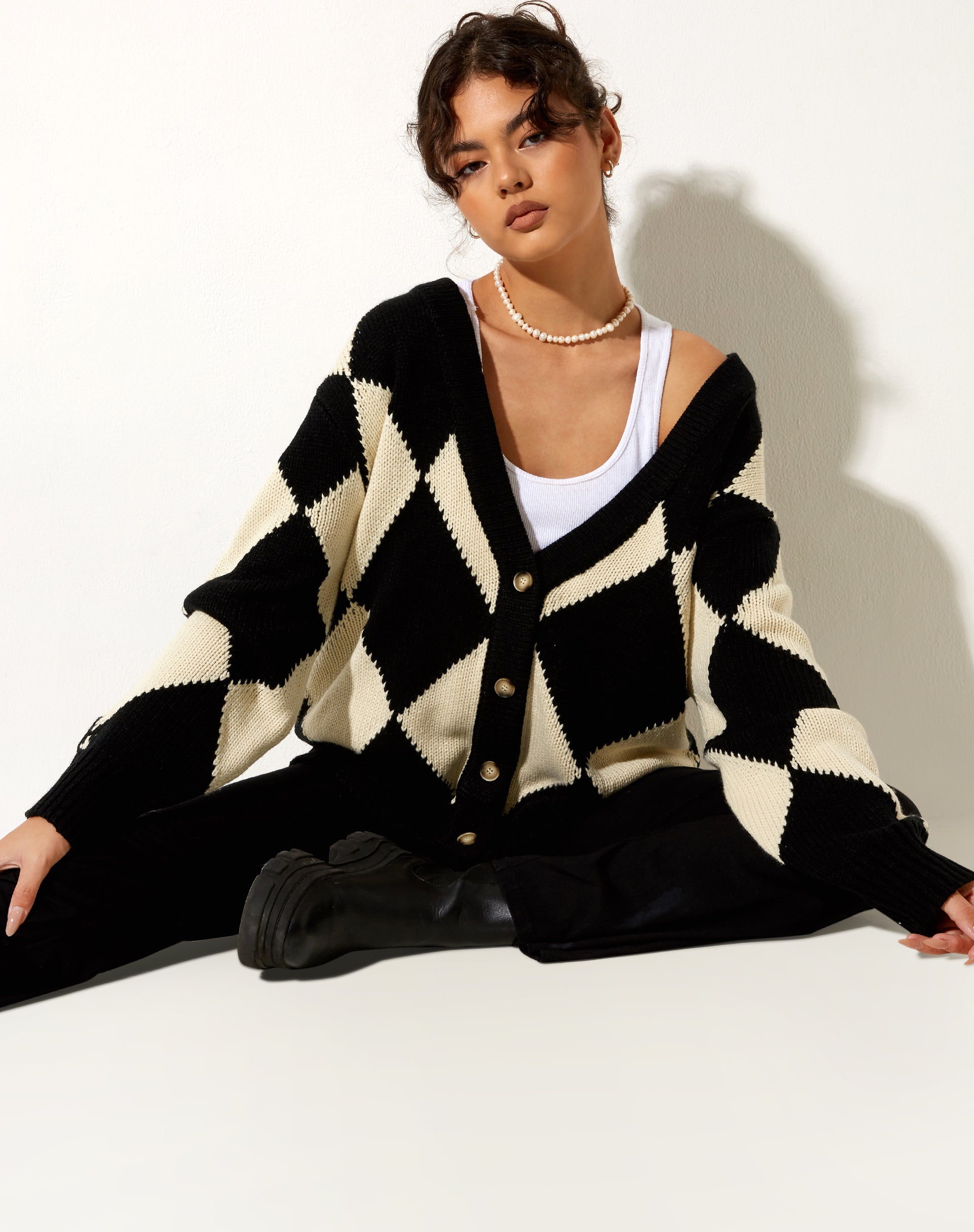 Image of Uriela Cardi in Harlequin Black and Off White
