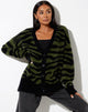 Image of Uriela Cardi in Knit Zebra Olive and Black