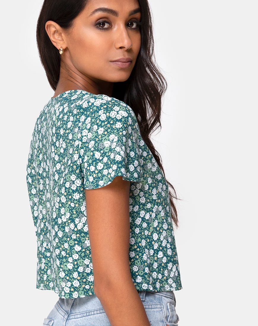 Image of Vaco Blouse in Floral Field Green