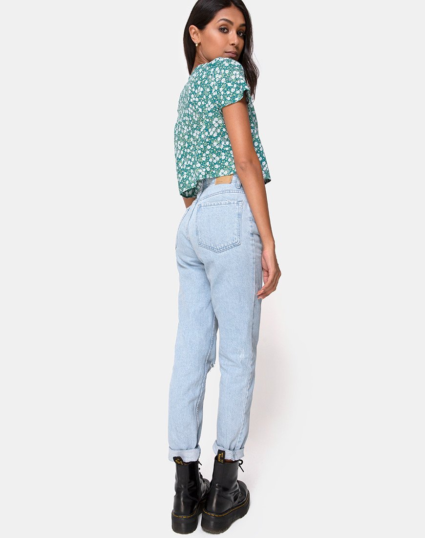 Image of Vaco Blouse in Floral Field Green