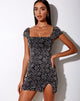 Image of Verga Mini Dress in Brocade Grey Flock