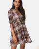 Image of Verren Babydoll Dress in Tartan Brown