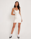 image of Vilarica Mini Slip Dress in Satin Pearled Ivory with Lace