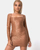 Image of Vilan Bodycon Dress in Leopard Sheen Net Caramel