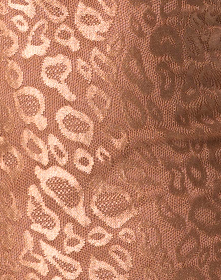 Image of Vilan Bodycon Dress in Leopard Sheen Net Caramel