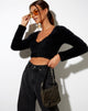 Image of Vima Cropped Cardigan in Knit Black