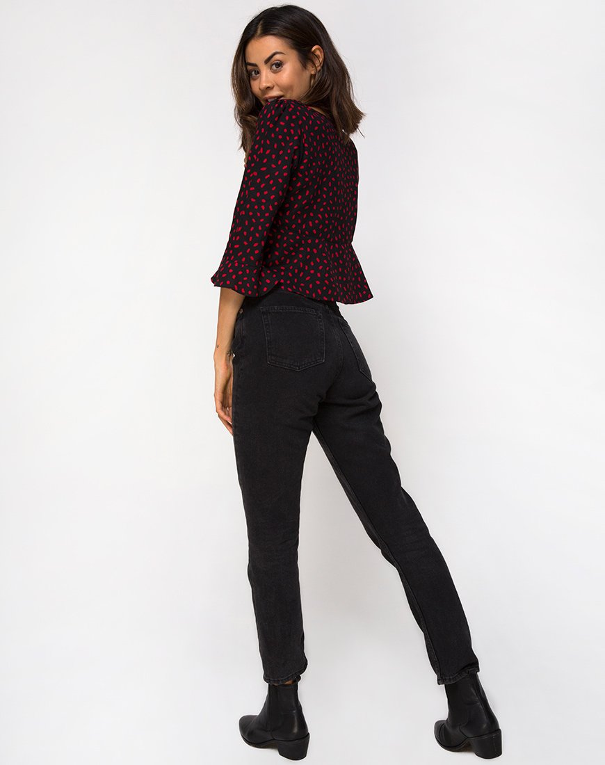 Image of Vinequa Top in Mini Diana Dot Black and Red