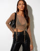 Image of Vinta Crop Top in Mesh Taupe