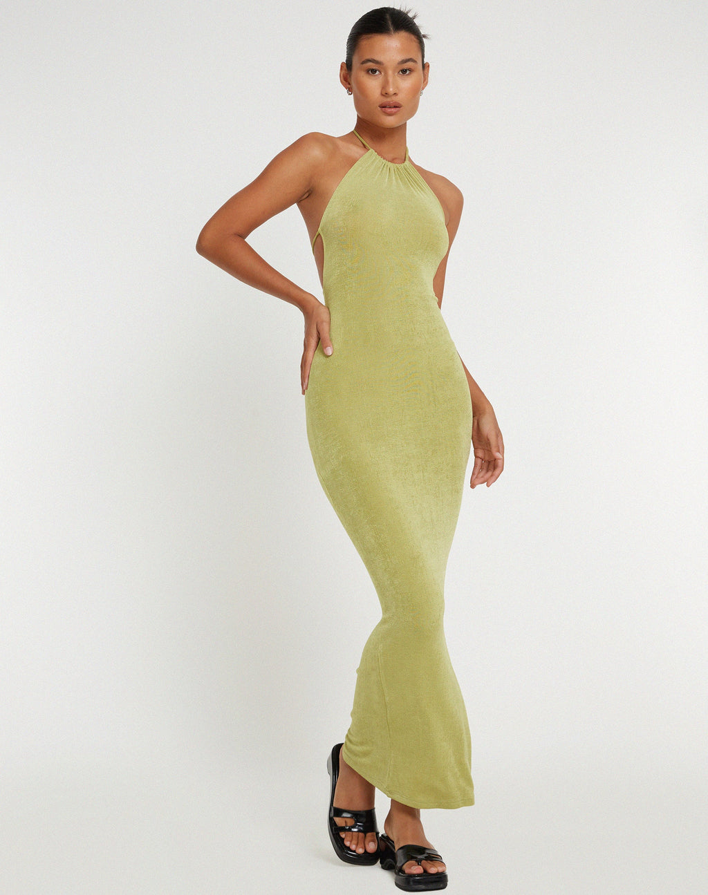 Virnilia Halterneck Maxi Dress in Lime