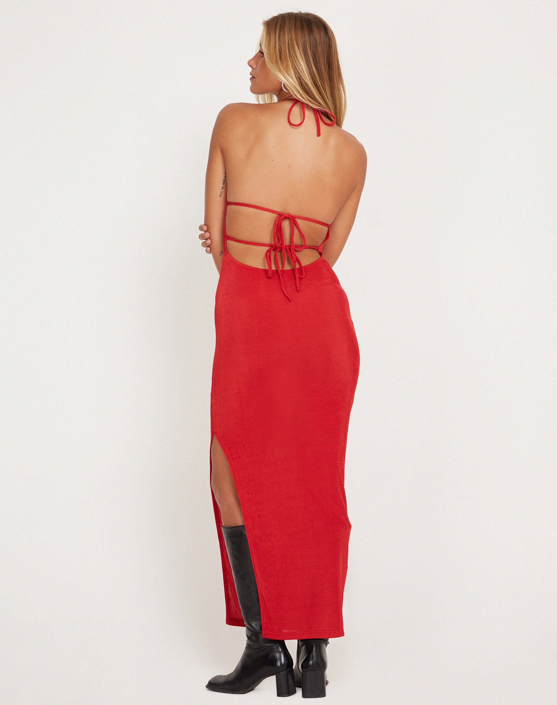 Image of Virnilia Halterneck Maxi Dress in Red