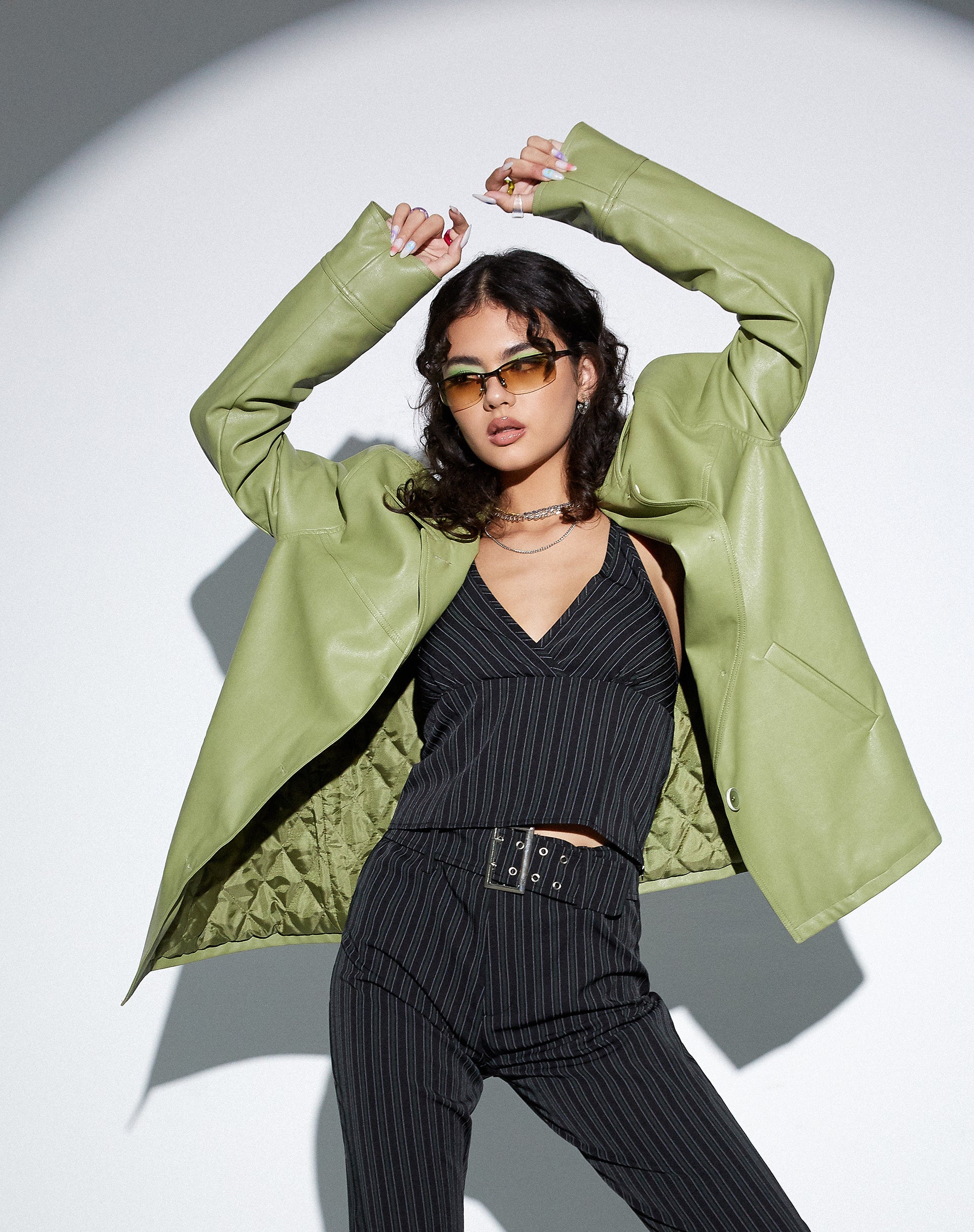 Oversize Pu Green Jacket | Walta – motelrocks-com-us