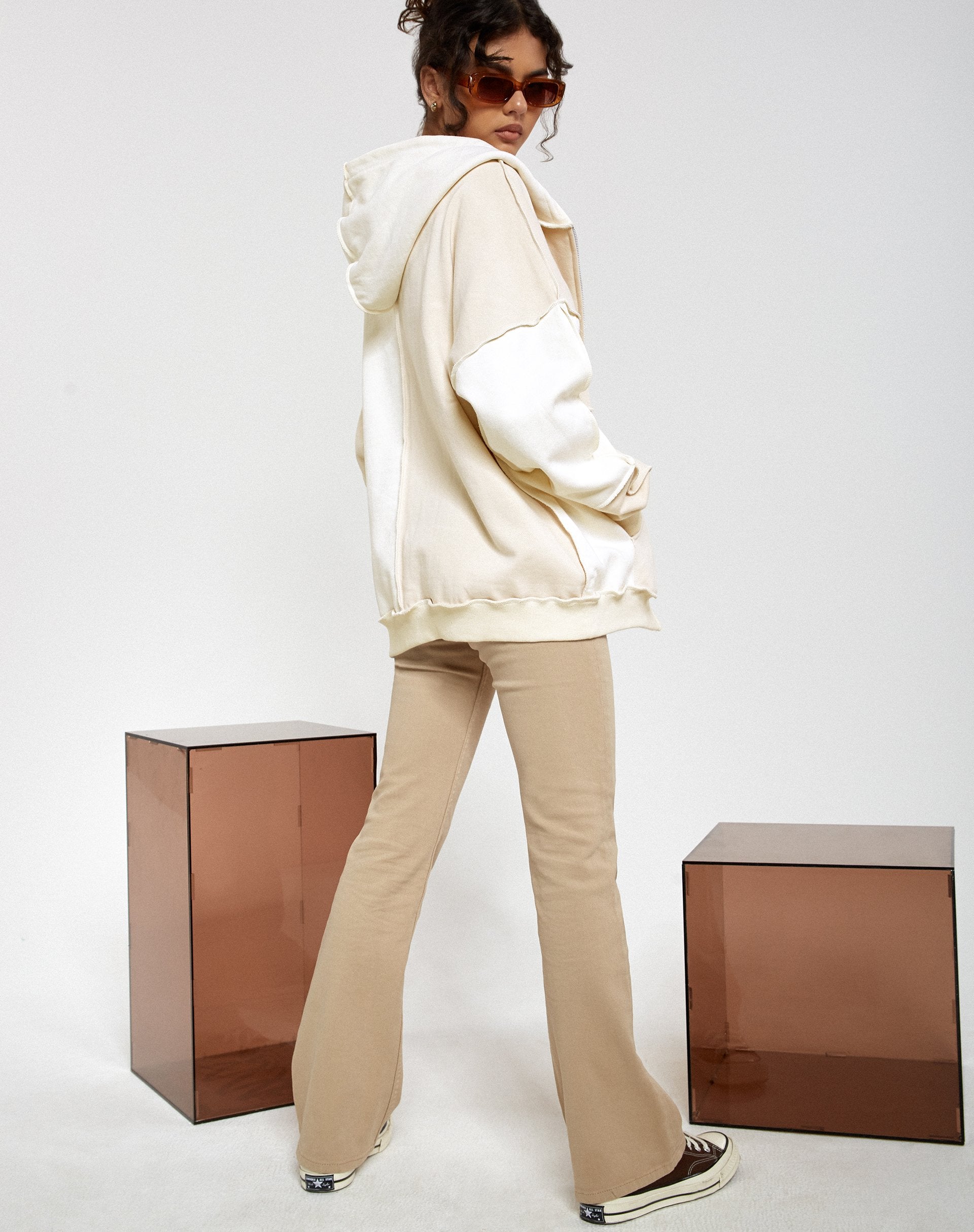 Image of Motel X Barbara Kristoffersen Wati Hoodie in Panelled Ivory and Winter White