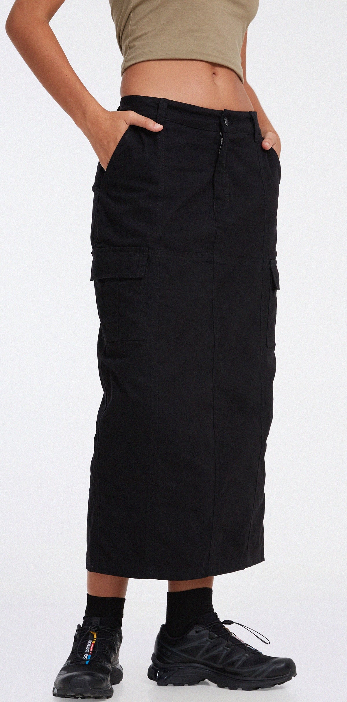 Black Combat Maxi Skirt | Widya – motelrocks-com-us