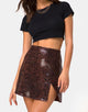 Image of Wren Skirt in PU Snake Brown