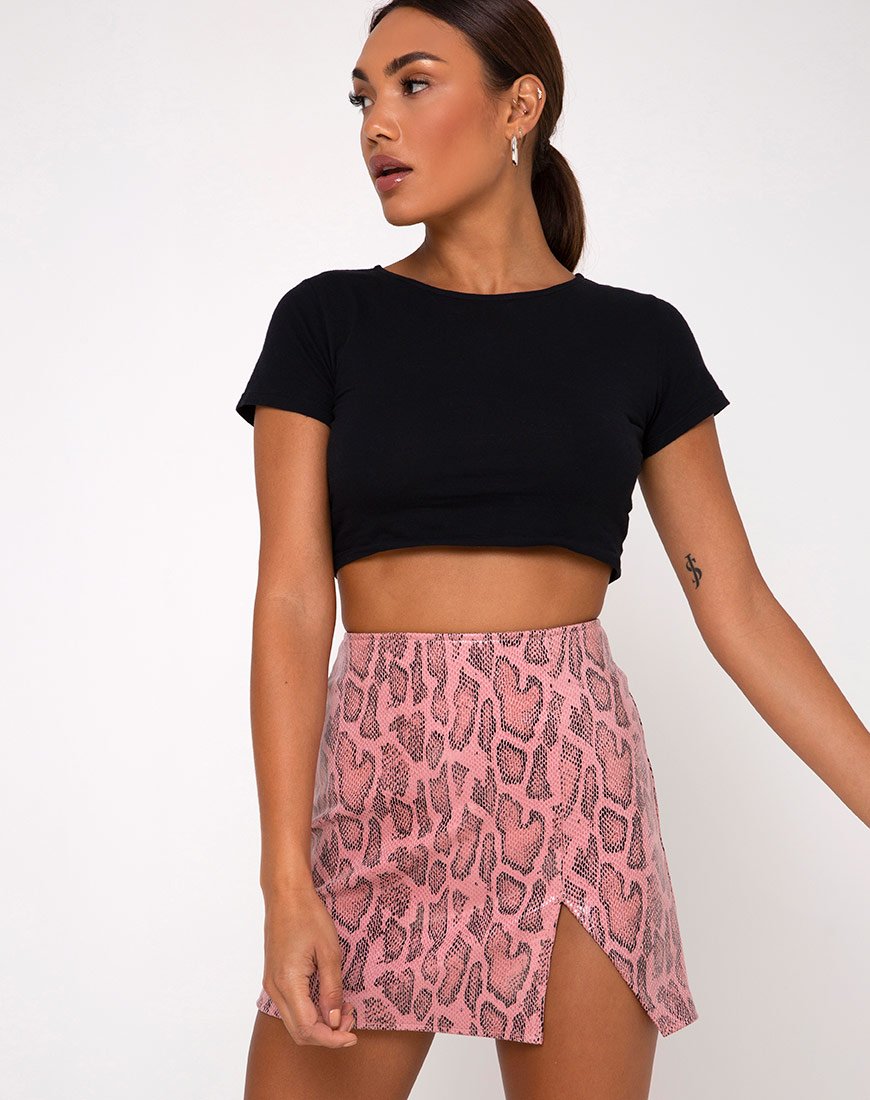 Image of Wren Mini Skirt in PU Snake Pink