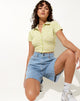 Image of Wuma Cropped Shirt in Green Geo Retro