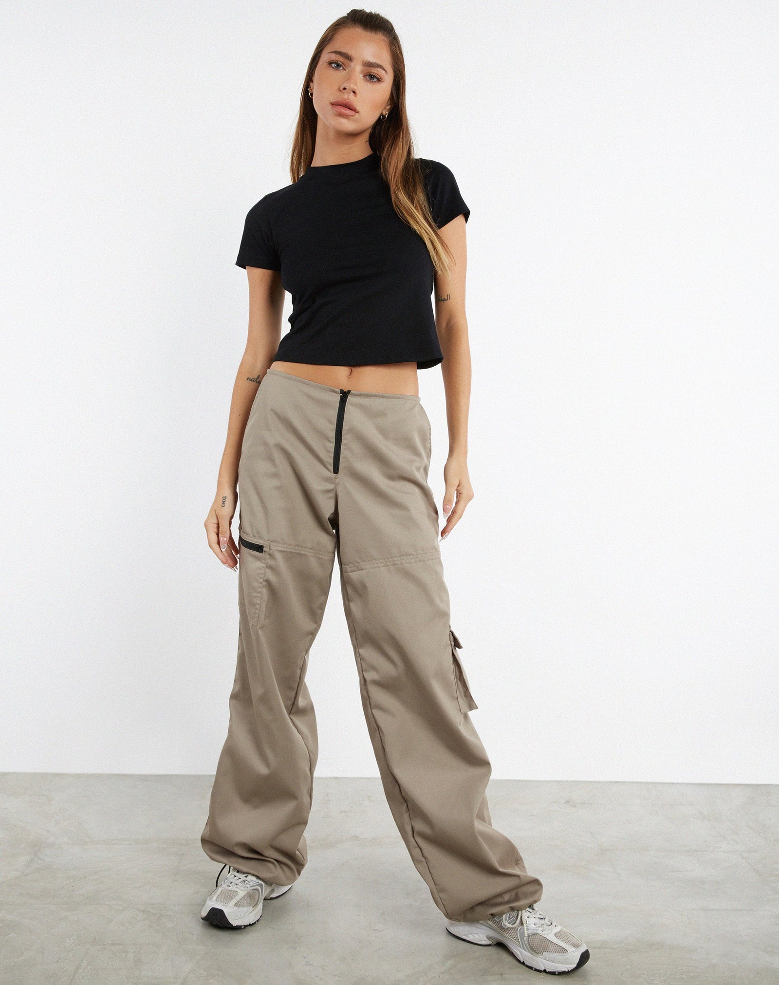 Taupe Low Rise Cargo Trousers | Xander – motelrocks-com-us