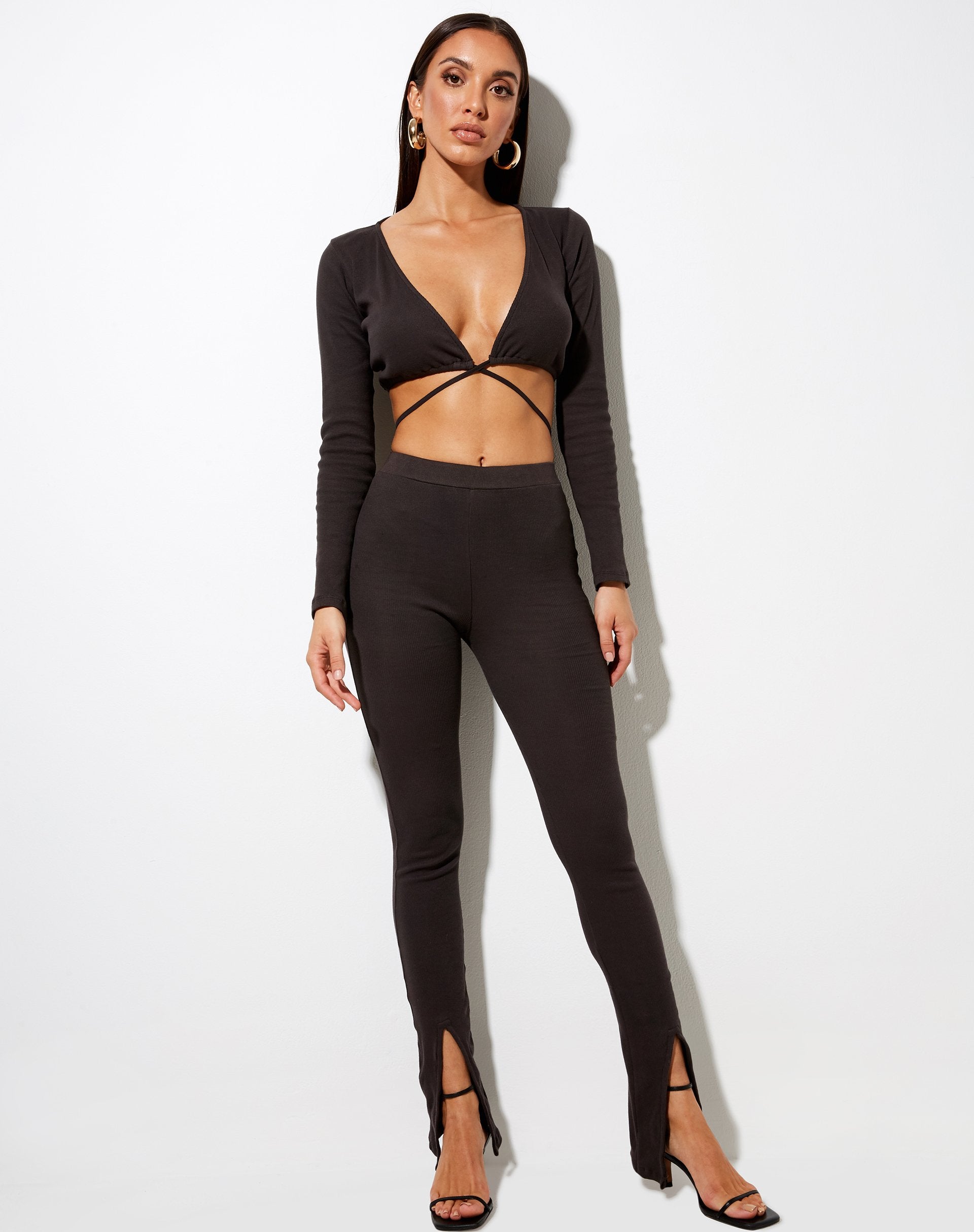 Image of Xaya Trousers in Rib Blackened Pearl