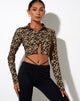 Image of Ryals Crop Top in Patchwork Daisy Brown