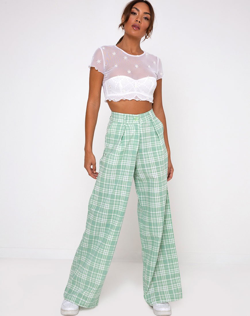 Image of Yeva Trouser in Table Cloth Neo Mint