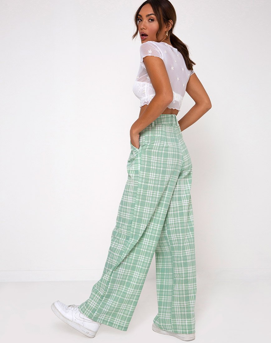 Image of Yeva Trouser in Table Cloth Neo Mint