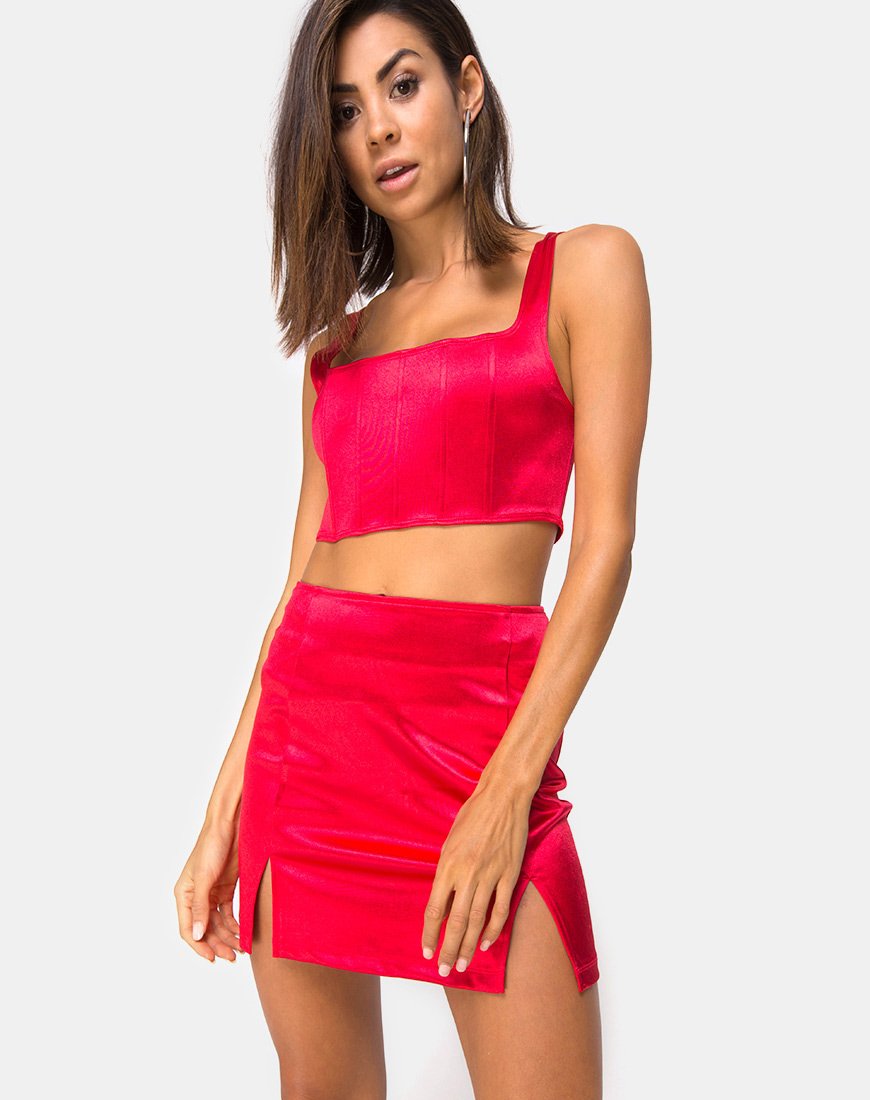 Image of Zaid Mini Skirt in Red